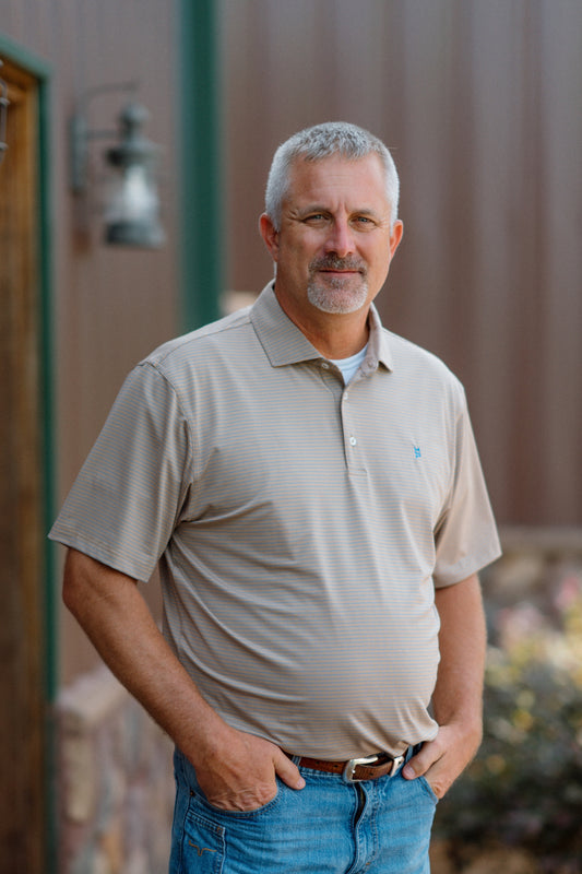Khaki/Sky Striped Polo